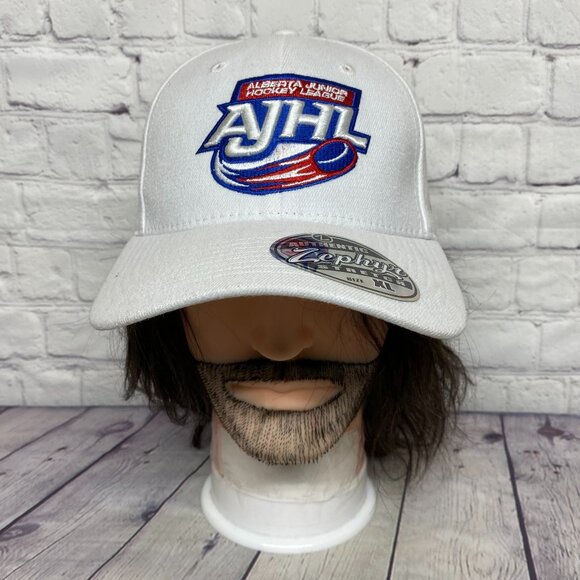 AJHL Alberta Junior Hockey League Hat Cap Stretch Fit Size XL White Zephyr Sport - Picture 1 of 10
